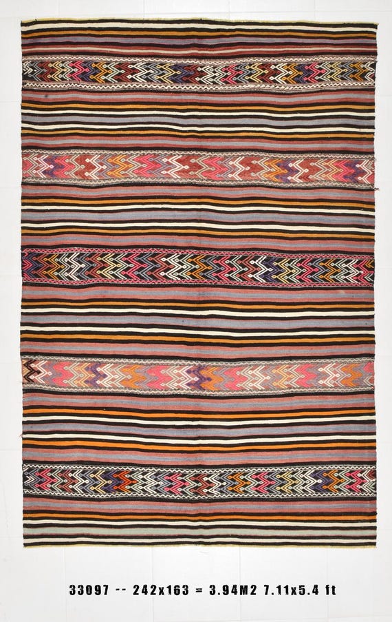 5x8 Area Rug, 5x8 Kilim Rug, 5x8 VINTAGE TURKISH KILIM Rug, 5x8, Orange & Green Kilim, Oushak Handmade Kilim, Kilim Rug 5x8, Antique