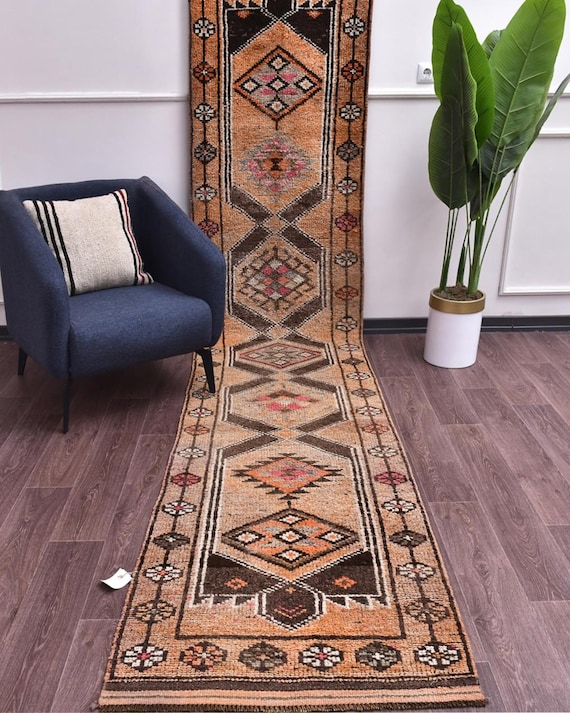 3x14 Vintage Handmade Wool Traditional Hallway Kitchen Stair Runner Rug,