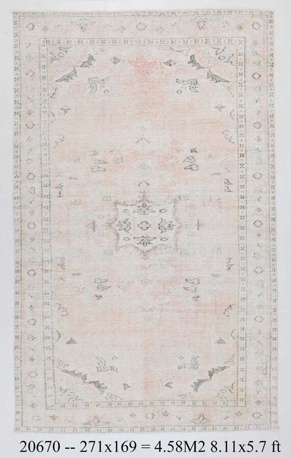 5x9 Area Rug, 5x9 FADED TURKİSH VİNTAGE Rug, Beige Vintage Rug, Handmade Soft Rug, 5x9 Vintage Rug, Mid Ceuntry Modern, 5x9 Turkish Rug,