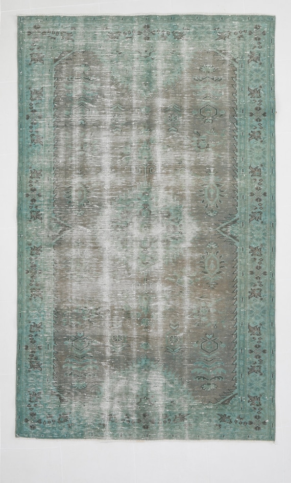 4x8 Area Rug, 4x8 Turkish Rug, 4x8 PALE TURKISH VINTAGE Rug, 4x8, Wool Handmade Rug, Shades Of Laurel Green Rugs, Distressed Oriental Style
