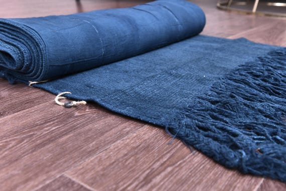 2x8 Indigo Hemp Runner Rug, 2x8 Vintage Handwoven Runner Rug, Blue Color, 2x8 Hallway Kitchen Traditional Home Decor 2x8 Kilim Runner Rug