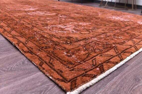 5x9 Vintage Terracotta Faded Rug, 5x9 Handmade Wool Rug, 5x9 Rug, Terracotta Color, 5x9 Living Room Bedroom Rug, 5x9 Area Rug,