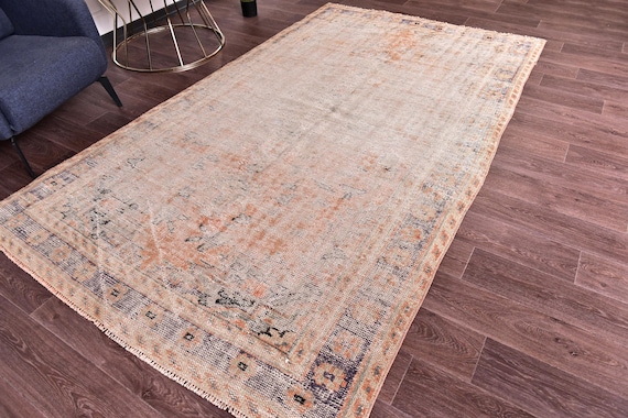 5x9 Vintage Faded Oriental Rug, 5x9 Persian Style Distressed Rug, Bohemian Home Decor,  5x9 Traditional Design, Farmhouse Style Rug, 5x9 Rug