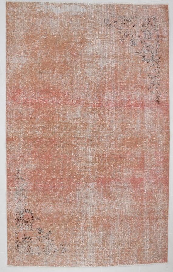 5x9 Area Rug, 5x9 Pastel Vintage, 5x9 TURKISH VINTAGE WOOL Rug, 5x9, Wool Handmade Turkey, 5x9 Rugs, Shades Of Salmon Tones, Anatolian 59s