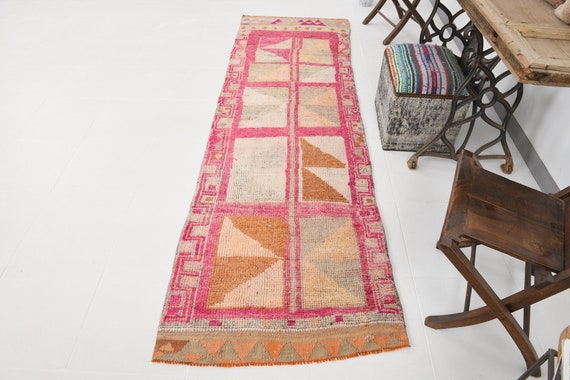 Turkish Vintage Oushak Runner, 3x9 Turkish Vintage Oushak Runner, 3x9 Oushak Runner, 2'9x9'5 Ft, Anatolian Rug, Hallway Kitchen Rug,