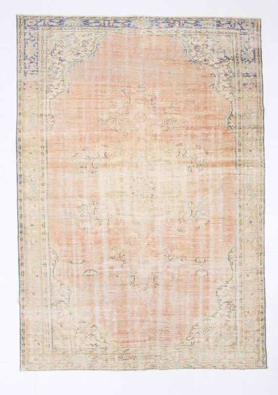 6x9 Rugs, 6x9 PALE ORANGE TURKISH Rug, 6x9 Turkish Area Rug, Handmade Orange Rug, 6x9 Area Rug, Living Room Rug, 6x9, Vintage Rug, Antique