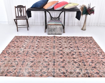 5x8 Area Rug, 5x8 Vintage Rug, 5x8 Turkish Vintage  Rug, Antique Handmade Kilim, 5x8 Kilim Rug, Pink Black Area Rug, Anatolian