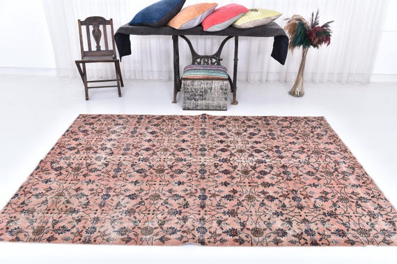 5x8 Area Rug, 5x8 Vintage Rug, 5x8 Turkish Vintage  Rug, Antique Handmade Kilim, 5x8 Kilim Rug, Pink Black Area Rug, Anatolian