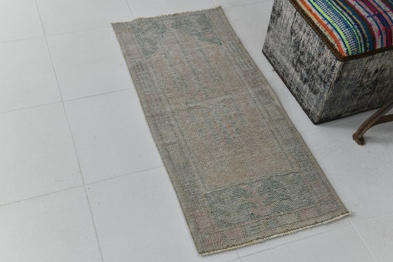 2x4 Rugs, 2x4 Turkish Vintage Doormat Rug, 2x4 Vintage Doormat Rug, 2x4 Door Mat, Wool Handmade Oushak, Beige & Distressed Rug, Rugs 2x4