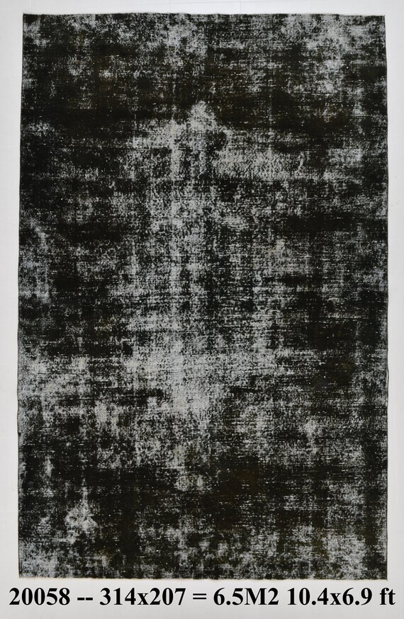 7x10 VINTAGE TURKEY OVERSİZE Rug, 7x10, Handmade Oushak Rug, Oversize Rug, Large Area Rug, Black Carpet, 1960s Antique, 7x10 Vintage Rugs