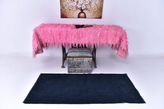 2x5 Navy Blue Runner Rug, Vintage Turkish Runner Rug, 2x5 Neutral Rug, Hallway Rug, Handmade Home Decor, 2x5 Teppich, 2x5 Accent Rug,