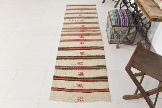 2x8 Runner Rug, 2x8 Modern Kilim, 2x8 VINTAGE KILIM RUNNER Rug, 2x8, Kilim Runner 2x8, Oushak Handwoven Kilim, 2x8 Rugs, Orange Beige Kilim