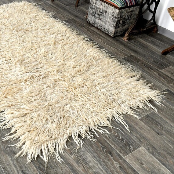 4x7 Modern Fluffy Kilim Area Rug  4x7 Kilim Rug, Wool Handmade, Shades Of Beige & Cream Kilim, Area Rug 4x7, Turkish Kilim Rug