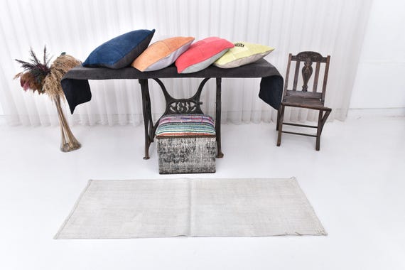 2x5 Pastel White Hemp Rug, 2x5 Hemp Rug 2x5 Rug Natural Hemp Texture Bohemian Eclectic Style White & Beige Hemp Rug 2x5 Rug For Office GİFT