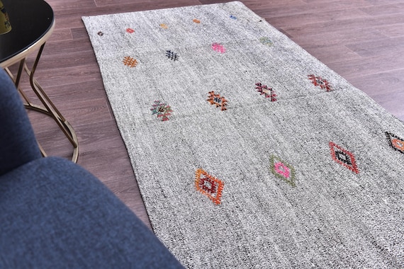 3x8 Vintage Faded Runner Rug, Handmade Home Decor, 3x8 Turkish Runner, 3x8 Area Rug, Hallway Rug, 3x8 Flatweave Runner Rug, 3x8 Rug