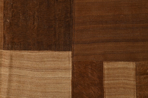 4x7 Vintage Brown Patchwork Rug, Brown Tones Kilim Patchwork Rug 4x7 Kilim Patchwork Rug, Wool Handmade Kilim, 4x7 Rugs Living Room Rug,