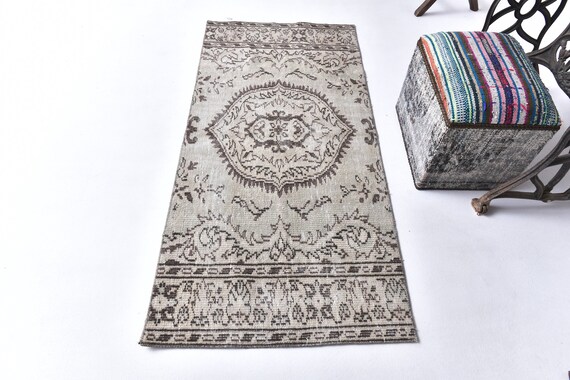 2x5 Turkish Runner Rug - 2x5 Beige Brown Turkish Runner Rug - 2x5 Rugs - Short Handmade Wool Rug- 2x5 Runner Rug - Vintage Runner 2x5- 57s