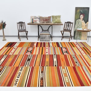 8x12 Area Rug, 8x12 Kilim Rug, 8x12 Modern & Ethnic Oversize Kilim Rug, 8x12, Oversize Kilim Rug, Extra Large Rug, Rugs 8x12, Bold Colorful