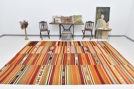 8x12 Area Rug, 8x12 Kilim Rug, 8x12 Modern & Ethnic Oversize Kilim Rug, 8x12, Oversize Kilim Rug, Extra Large Rug, Rugs 8x12, Bold Colorful