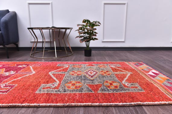 3x10 Vintage Soft Peach Runnner Rug, 3x10 Handmade Wool, 3x10 Peach Cream Color 3x10 Hallway Runner Rug, 3x10 Kithcen Runner Rug, Tribal Rug