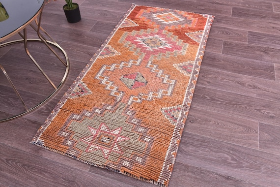 2x4 Vintage Doormat Rug 2x4 Doormat Rug, 2x4 Rug, Small Handmade Wool Rug, 2x3 Turkish Rug, Rug For Bedroom Accent Bathmat Peach Cream Color