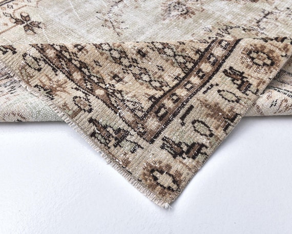 5x8 Turkish Rug, 5x8 Brown Beige Turkish Rug, 5x8 Rug, Wool Handmade Turkey, Mid Century Modern Rug, Vintage Rug 5x8, Living Room, Bedroom