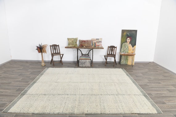 8x10 Area Rug, 8x10 Soft Vintage Rug, 8x10 OVERSIZE MODERN VINTAGE Rug, 8x10 Rugs, Wool Handmade Oushak, Bohemian Decor, Rug For Living Room