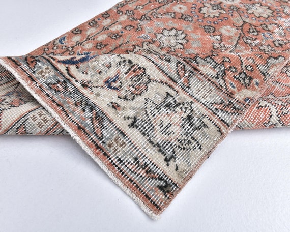 3x9 Pale Red Beige Vintage Runner Rug, 3x9 Vintage Runner, 3x9 Rug, Wool Hand-Knotted Rug, 3x9 Runner Rug, 3x9 Turkish Runner, 2'8x9'3 Ft