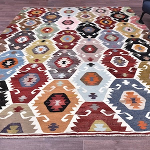 Area Rug 9x12, 9x12 Kilim Rug, 9x12 Oversize Vintage Kilim Rug, Shades Of Brown Kilim, Oversize Kilim Rug, Large Area Rug, 9x12 Rugs, 60s