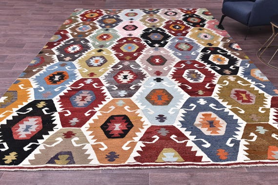 Area Rug 9x12, 9x12 Kilim Rug, 9x12 Oversize Vintage Kilim Rug, Shades Of Brown Kilim, Oversize Kilim Rug, Large Area Rug, 9x12 Rugs, 60s