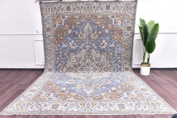 9x13 Turkish Wool Cotton Oriental Large Area Rug, Handmade, Natural Fiber, Outlet, Medallion