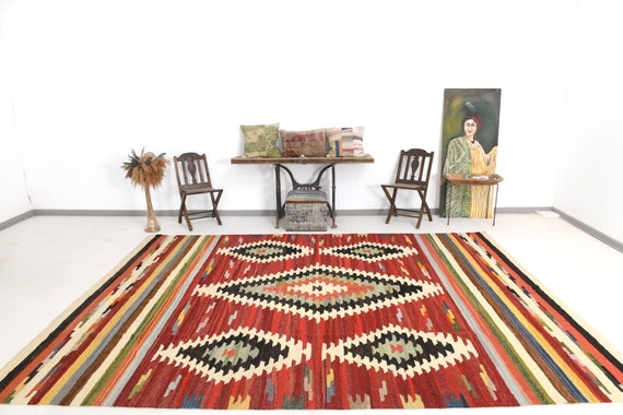 9x12 Area Rug, 9x12 OVERSIZE VINTAGE KILIM Rug, 9x12, Oversize Kilim Rug, Extra Large Area Rug, 9x12 Rugs, Shades Of Multicolor, Antique
