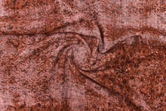 7x9 Vintage Copper Area Rug, 7x9 Farmhouse Rug, Handmade Wool Rug, 7x9 Area Rug, 7x9 Copper White Color,  Farmhouse Decor Rug, Faded Rug 7x9