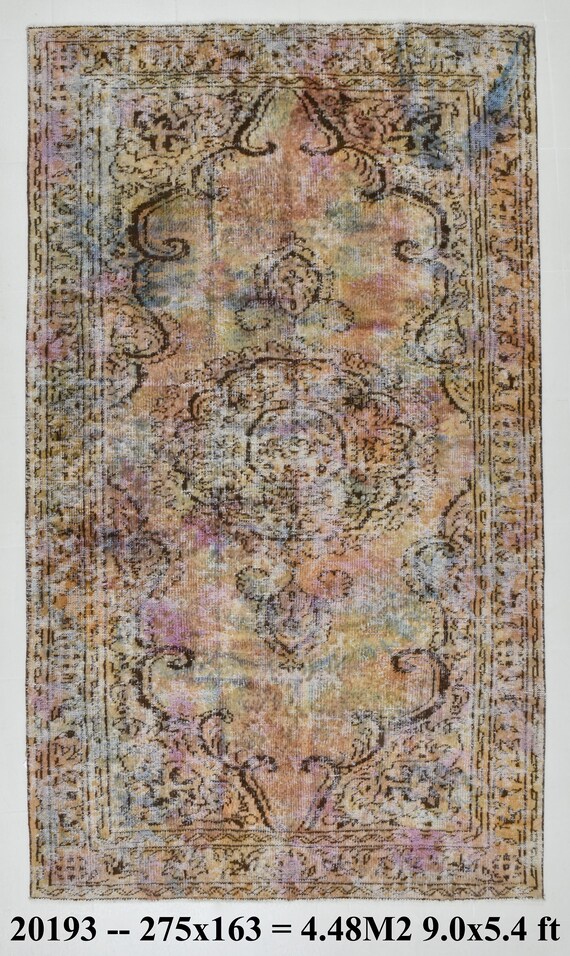 5x9 Area Rug, 5x9 NEUTRAL TURKISH VINTAGE Rug, 5x9, Oriental Vintage Rug, Wool Handmade Oushak, Bold Colorful Turkish, Area Rug 5x9, Antique