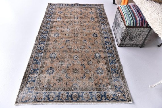3x6 Vintage Caramel Persian Style Rug, 3x6 Antique Hand Woven Runner Rug, 3x6 Rose Blush Traditional Home Decor, 3x6 Hallway Kitchen Rug