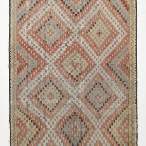 6x11 Red & Beige Kilim Rug, Vintage Kilim Rug Kilim Rug Wool Handmade Rug 6x11 Area Rug Oversize Kilim Rug Ethnic Boho Kilim Living Room Rug