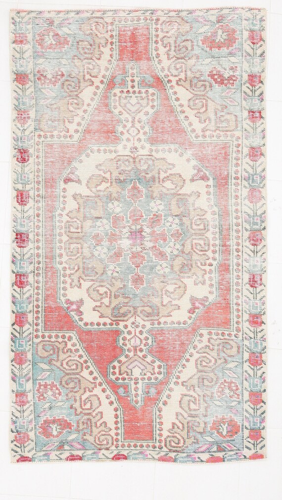 4x7 Area Rug, 4x7 EARTHLY & RED VINTAGE Rug, 4x7, Turkish Area Rug, Wool Handmade Oushak, Madallion Oriental Style, Area Rug 4x7, Antique