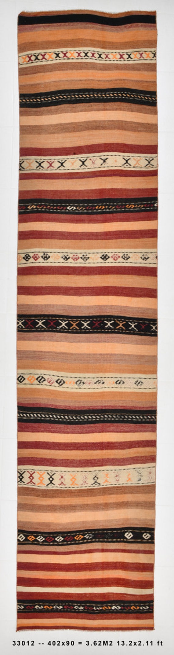 3x13 Runner Rug, 3x13 Turkish Vintage Oushak Runner Rug, Handmade Turkey Rug, 3x13 Vintage Runner, Soft Pastel Boho, Farmhouse Boho Decor