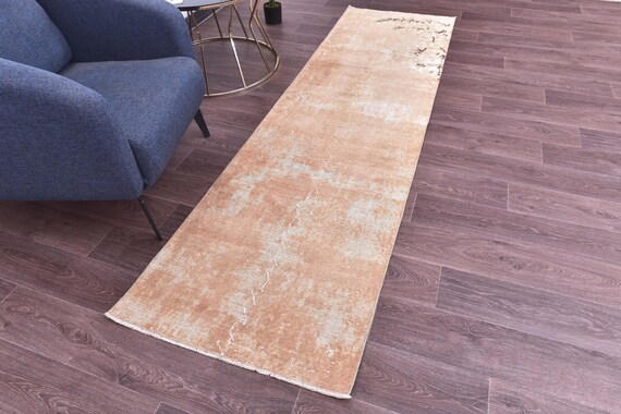 2x9 Vintage Faded Runner Rug, Handmade Wool Rug, Red Brown Color, 2x9 Geometric Hallway Rug, 2x9 Kithcen Runner Rug, 2x9 Area Rug