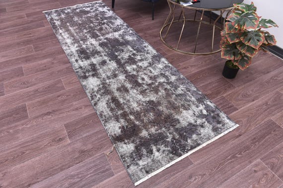 2x8 Vintage Gray Runner Rug, 2x8 Handmade Runner, Terracotta Color, 2x8 Elegant Runner, 2x8 Hallway, Kithcen Runner Rug,