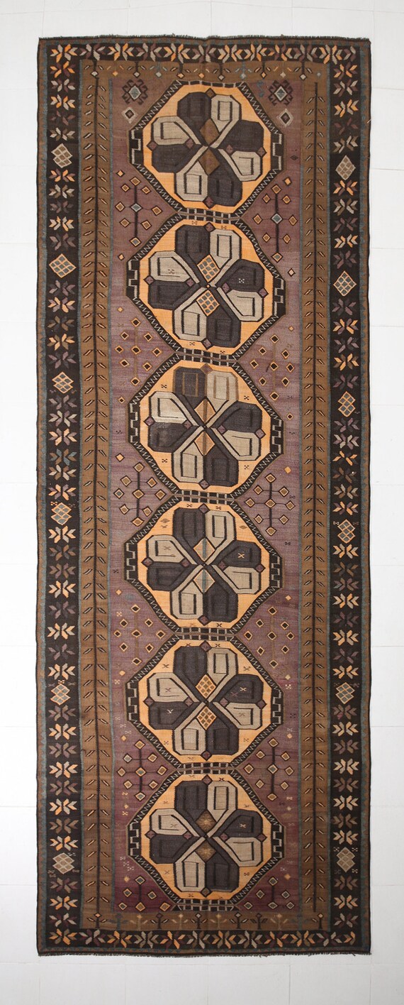 5x15 Runner Rug, 5x15 Wide Kilim, 5x15 VINTAGE KILIM RUNNER Rug, 5x15, Wool Handmade Kilim, 5x15 Rugs, Light Yellow & Brown Kilim, Antique