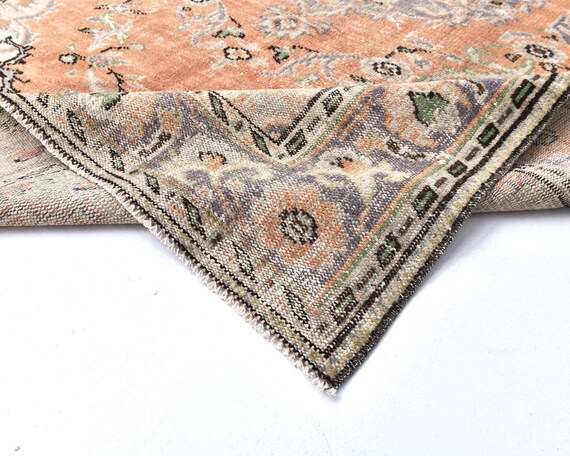 6x10 Turkish Rug, 6x10 Orange Beige Turkish Rug, 6x10 Rug, Aesthetic Handmade Rug, 6x10 Area Rug, Home Living Rugs, Vintage Rug 6x10, Retro