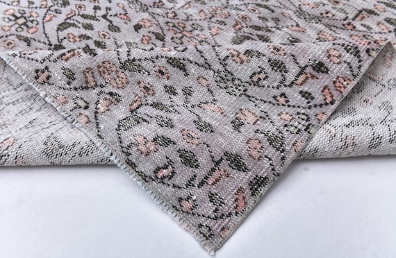 5x7 Vintage Floral Area Rug, Grey, Green, Pink Color Rug, Bedroom Rug, Turkish Floral Rug, Rug 5x7, Handwoven Wool Rug, Vintage Tapestry 5x7