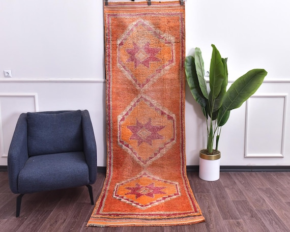 3x10 Vintage Traditional Hallway Kitchen Runner Rug, Soft Wool Orange Red Color