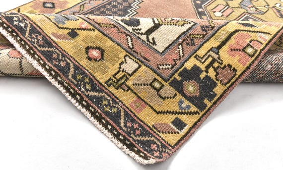 3x10 Yellow and Red Persian Runner Rug, 3x10 Persian Runner, Authentic Handmade Rug, 3x10 Runner Rug, Hallway Runner, Entrway Runner,Antique