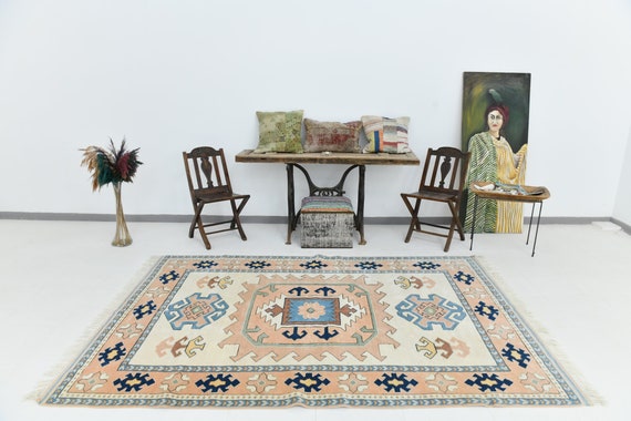 6x9 Area Rug, 6x9 Bordered Oushak, 6x9 OUSHAK TURKISH VINTAGE Rug, 6x9, Oushak Area Rug, Wool Handmade Oushak, 6x9 Rugs, Antique Rug  60s