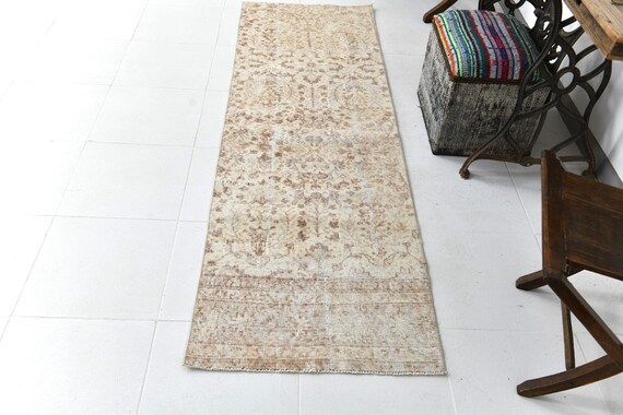 2x7 Runner Rug, 2x7 VINTAGE OUSHAK RUNNER Rug, 2x7, Turkey Handmade Rug, Beige & Brown Rug, Turkish Runner 2x7, Rug For Hallway Rug, Antique
