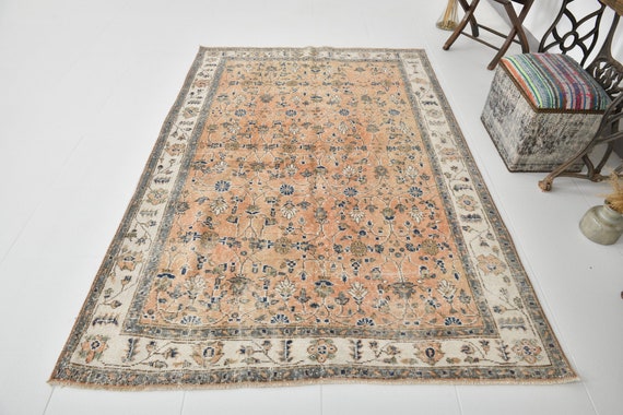 5x7 Rugs, Faded Vintage Rug, 5x7 TURKISH VINTAGE RUG, Oushak Handmade Rug, Vintage Rug, 5x7 Area Rug, Turkish Rug 5x7, Antique Rug, Carpets