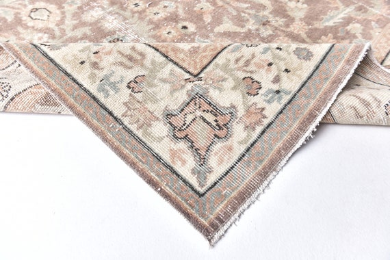 5x9 Pastel Retro Vintage Rug, 5x9 Vintage Rug, 5x9 Rug, Rustic Handmade Wool Rug, 5x9 Area Rug, Vintage Rug 5x9, Floral Bordered Style, 57s