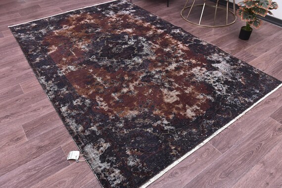 5x8 Vintage Distressed Terracotta Rug, Modern Home Decor, 5x8 Handmade Wool Rug, Living Room Bedroom Rug, 5x8 Vintage Rug, 5x8 Area Rug